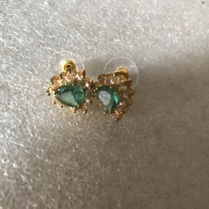 Elegant Gold and Green Stud Earrings